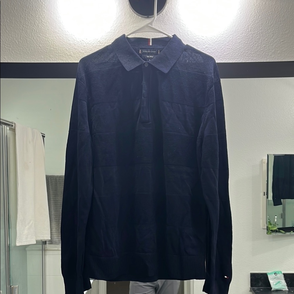 Tommy Hilfiger Blue long sleeve Polo Shirt Classic Design